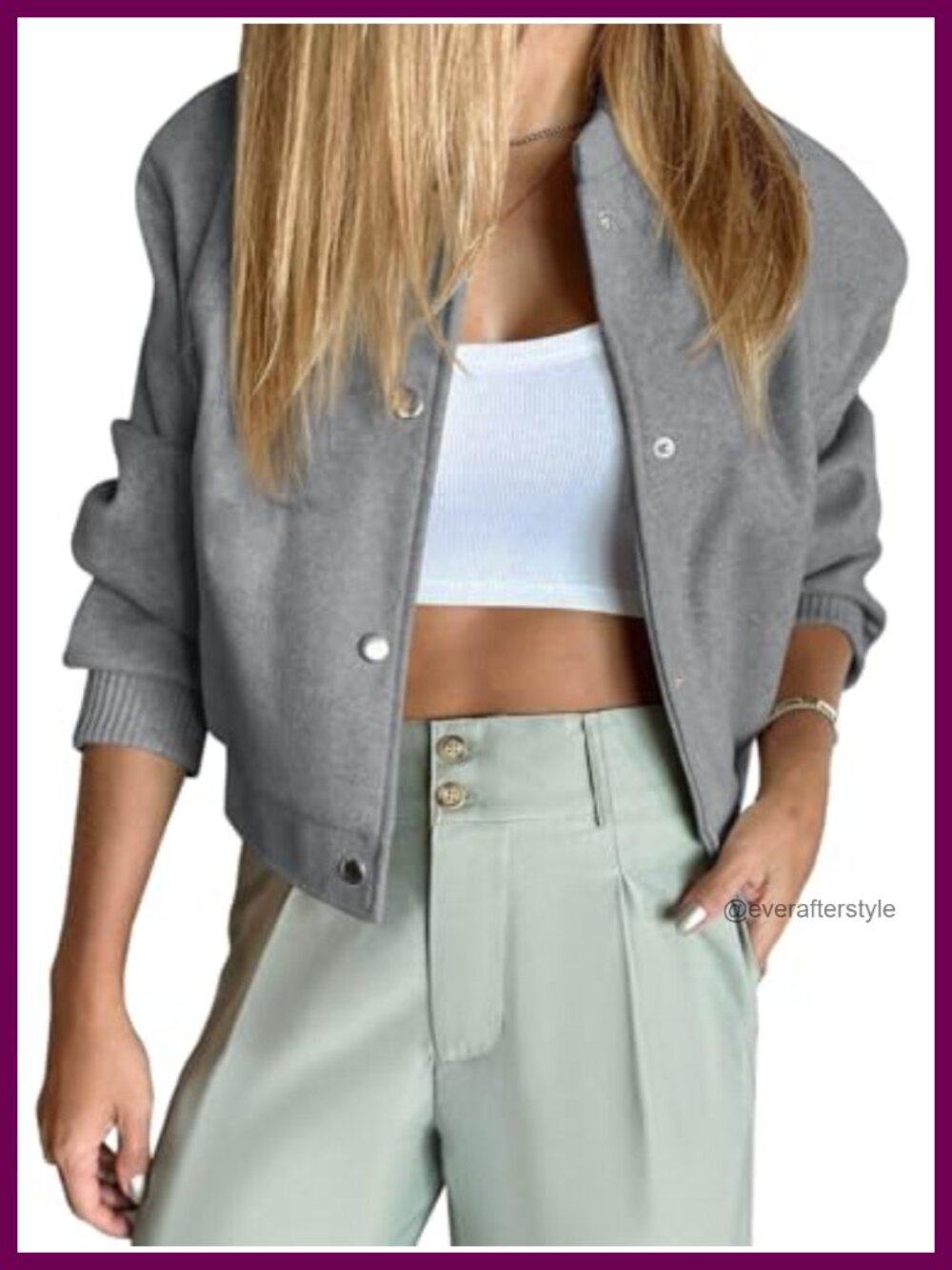 Wool Blend Cropped Bomber Jacket Button Down Varsity Pea Coat Winter Outerwear